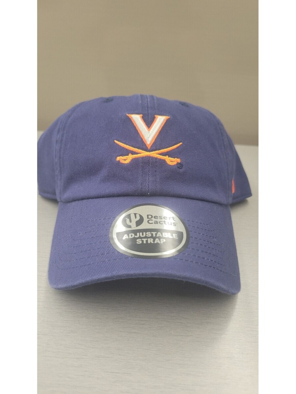Desert Cactus Adjustable Strap Navy Blue Baseball Cap with Virginia Cavaliers Em